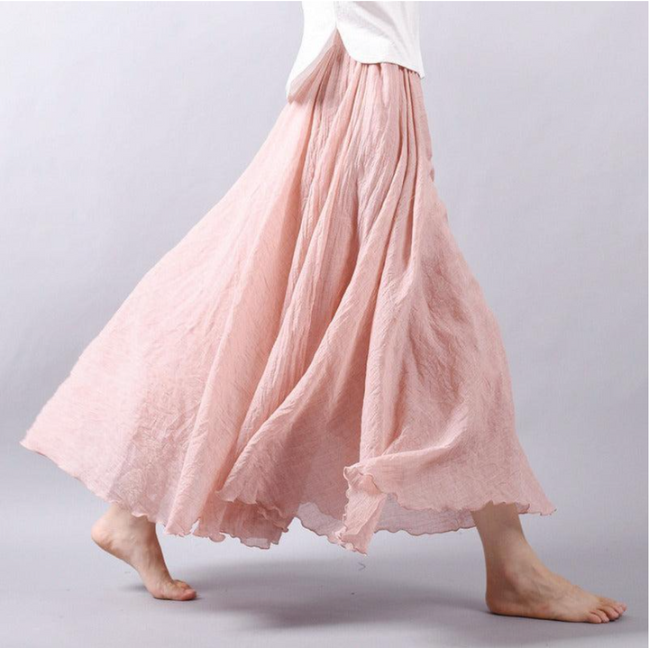 Lily - Boho Women's Linen Maxi Skirt with Elastic Waist and Flowing Hem