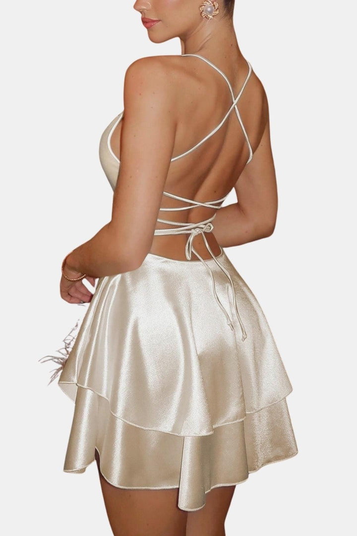 Lily - Flowy Women's Summer Dress with Cowl Neck and Layered Flare Skirt
