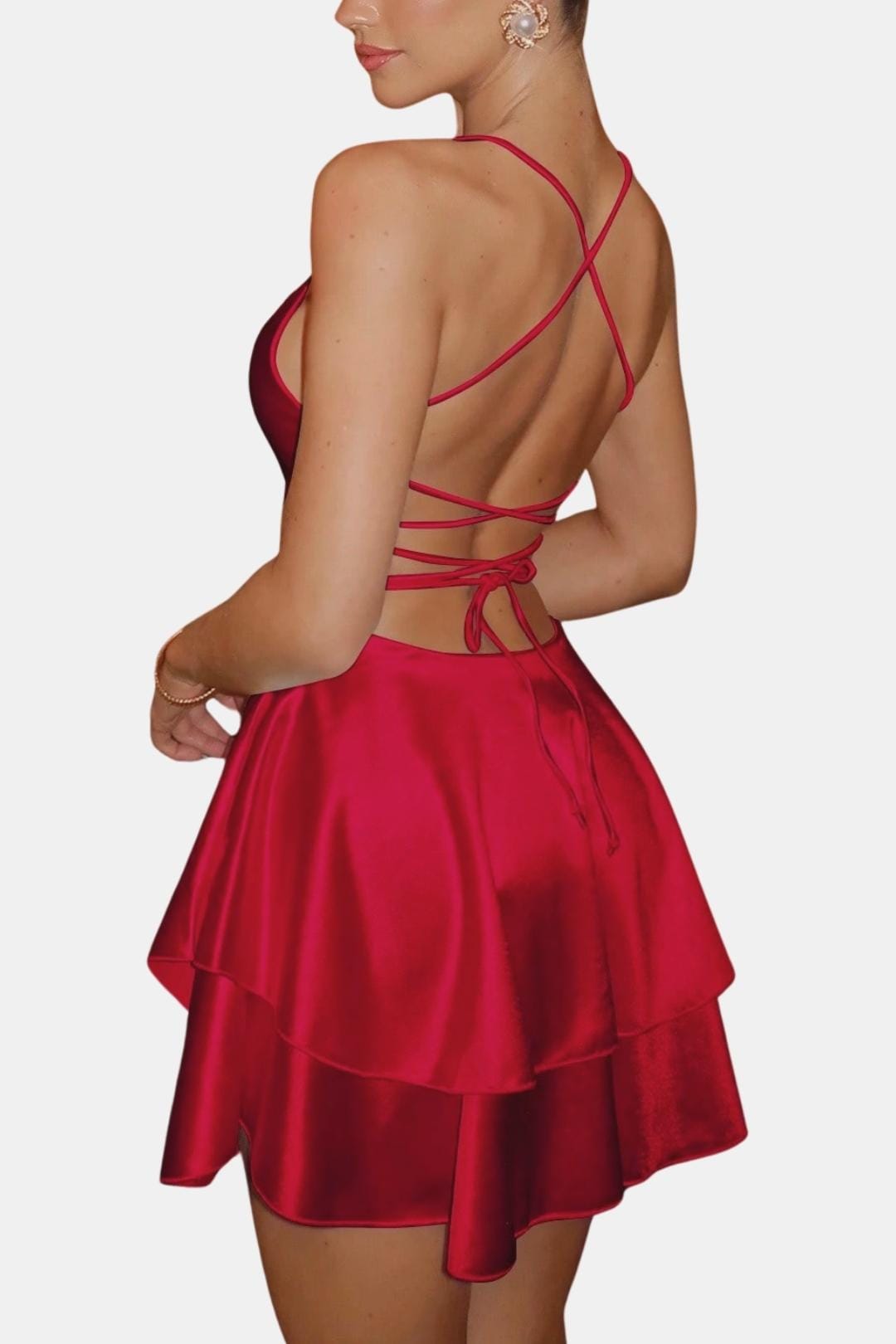 Lily - Flowy Women's Summer Dress with Cowl Neck and Layered Flare Skirt