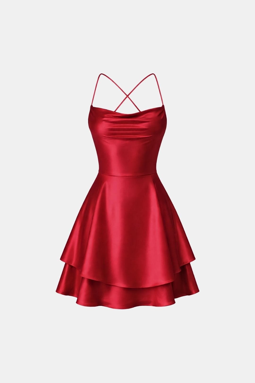 Lily - Flowy Women's Summer Dress with Cowl Neck and Layered Flare Skirt