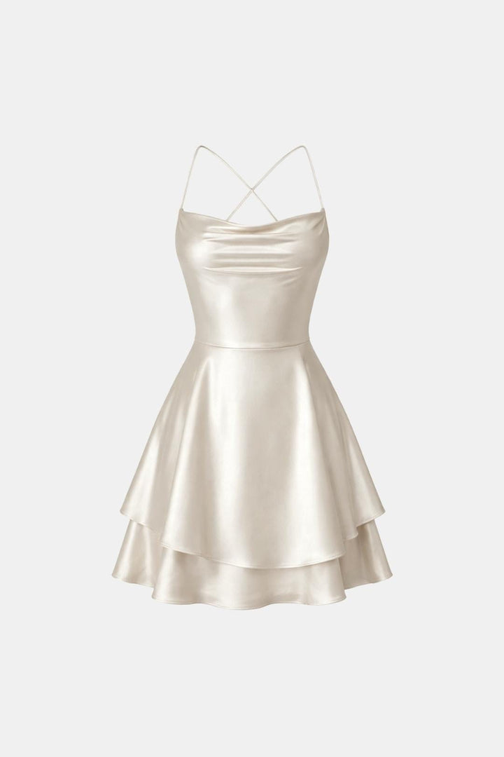 Lily - Flowy Women's Summer Dress with Cowl Neck and Layered Flare Skirt