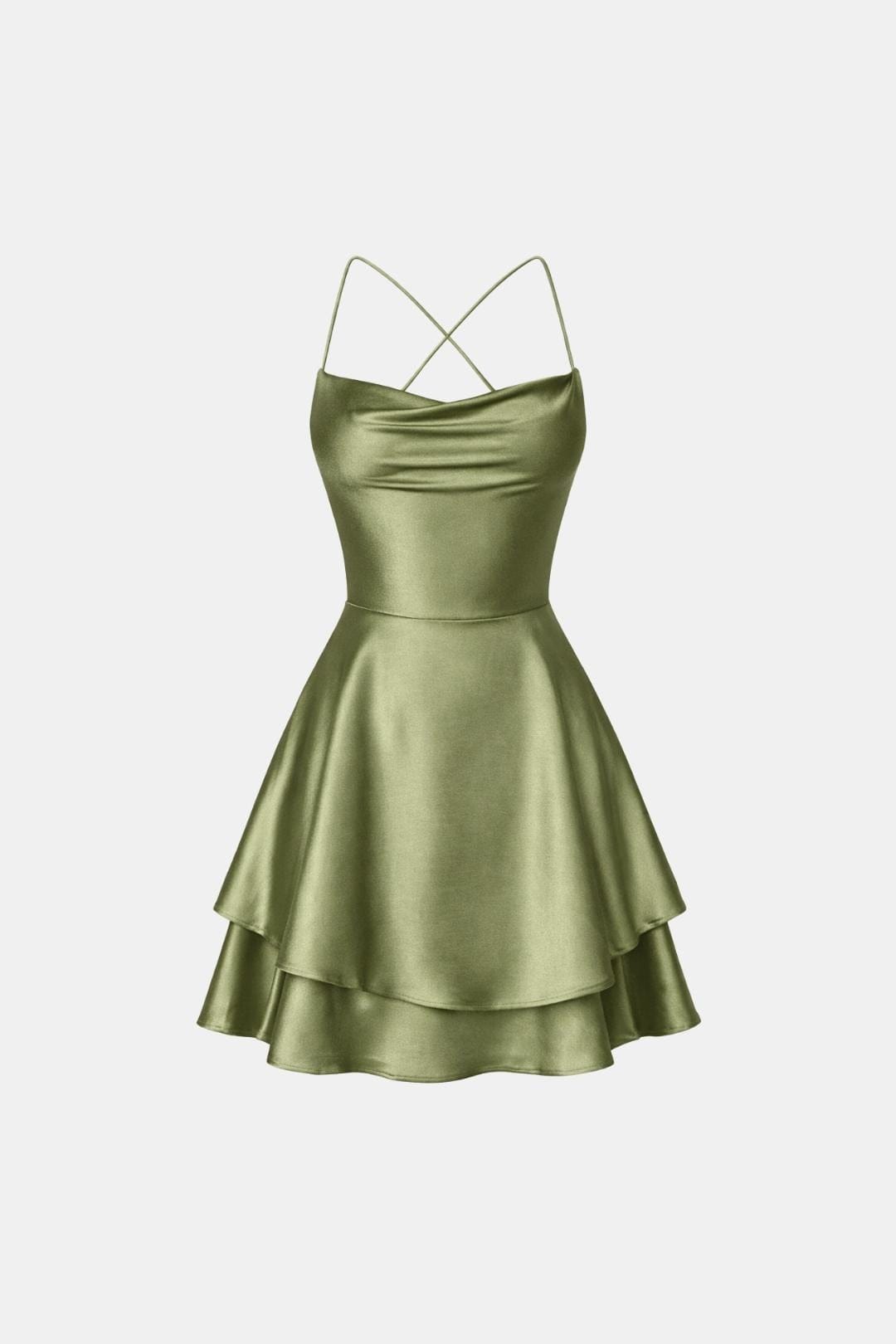 Lily - Flowy Women's Summer Dress with Cowl Neck and Layered Flare Skirt