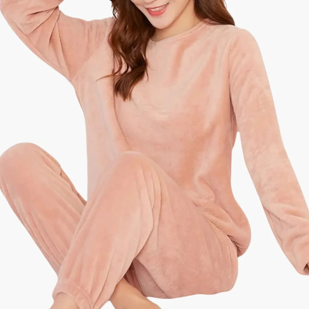 Lily - Women's cosy fleece pyjama set with long sleeve and cuffed leg