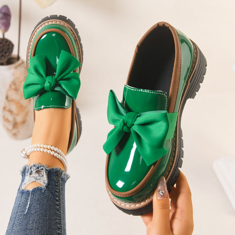 Livia - Chic Women's Orthopedic Loafers with Oversized Bow Detail