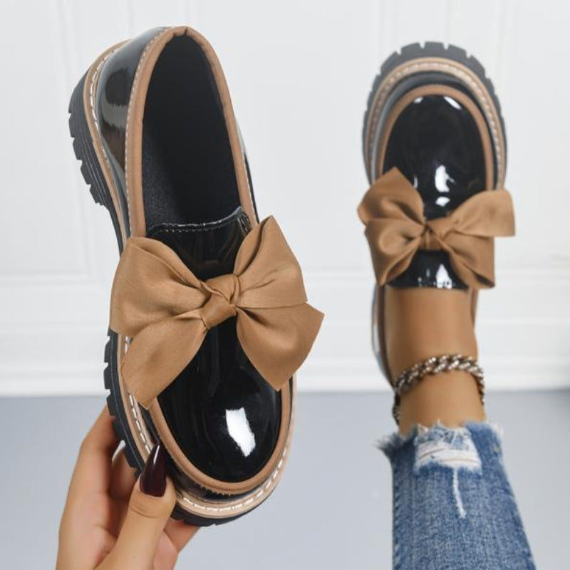 Livia - Chic Women's Orthopedic Loafers with Oversized Bow Detail