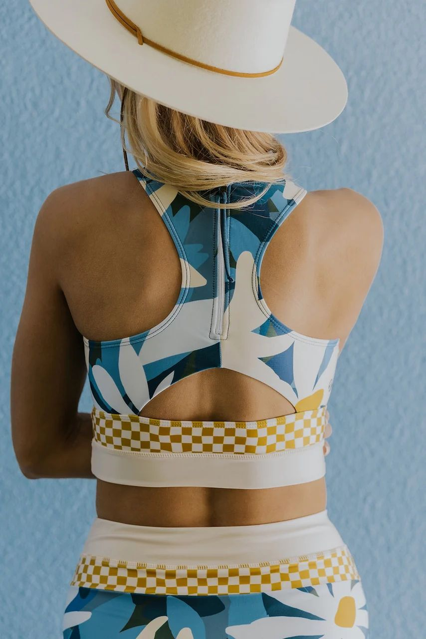 Lottie - Vintage Women's Swimsuit Bikini Set with Scoop Neck Crop Top and High Waist Bottoms