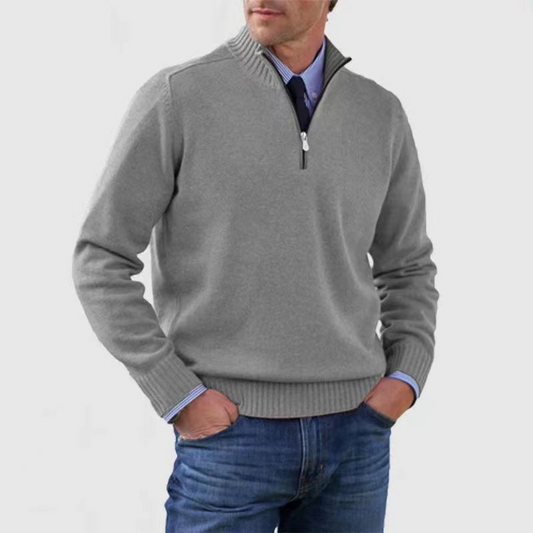 Arthur - Men's quarter zip jumper with stand collar and half zip