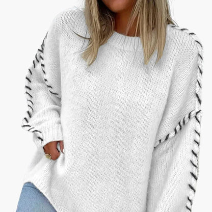 Maisie - Women's fluffy oversized chunky knitted jumper with crew neck