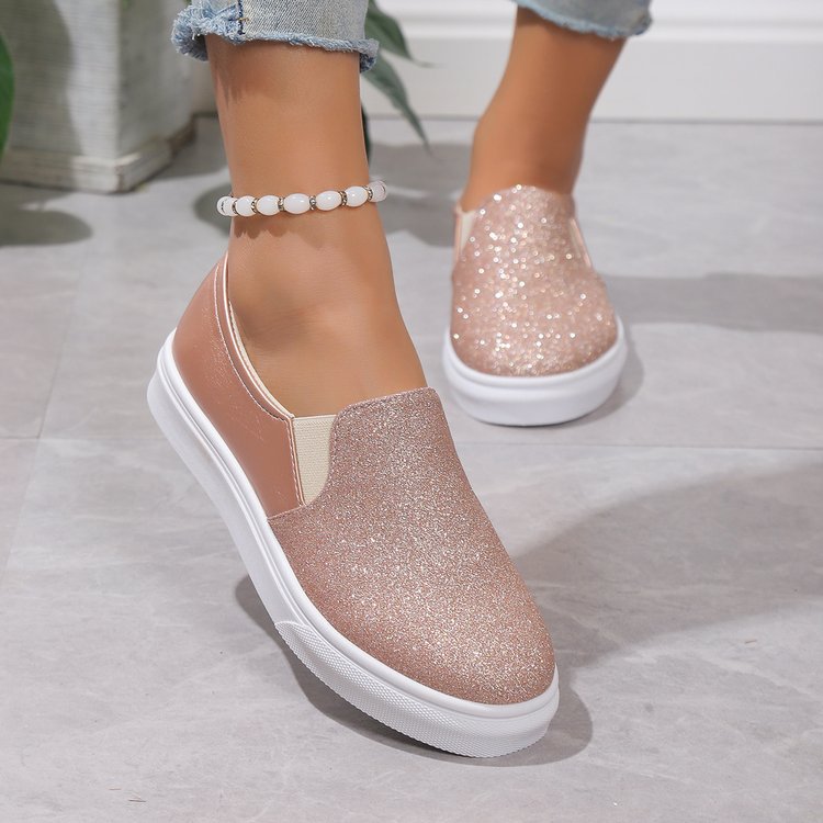 Maisie - Women's glitter Christmas slip on loafers with platform sole