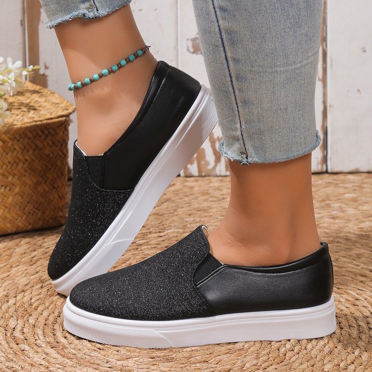 Maisie - Women's glitter Christmas slip on loafers with platform sole