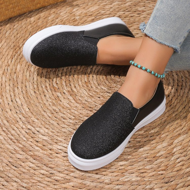 Maisie - Women's glitter Christmas slip on loafers with platform sole