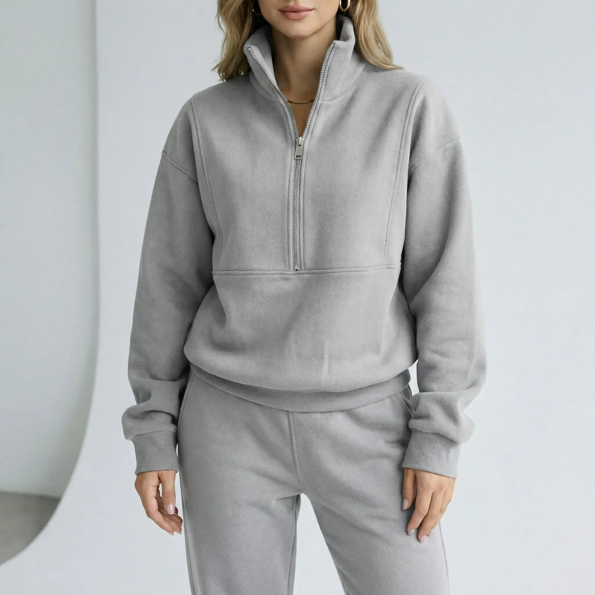 Maisie - Women’s matching lounge set with quarter zip and straight leg