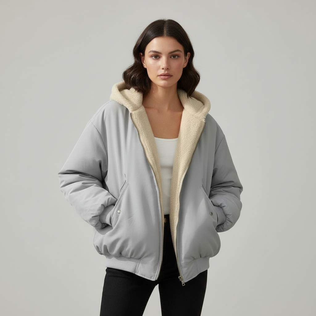 Maisie - Women’s oversized hooded bomber jacket with warm fleece lining