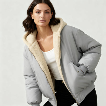 Maisie - Women’s oversized hooded bomber jacket with warm fleece lining