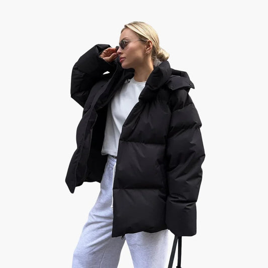 Maisie - Women's oversized hooded puffer jacket with quilted warm lining