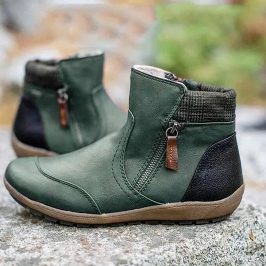Martha - Orthopaedic Women's Ankle Boots for Autumn with Faux Fur Lining and Zip
