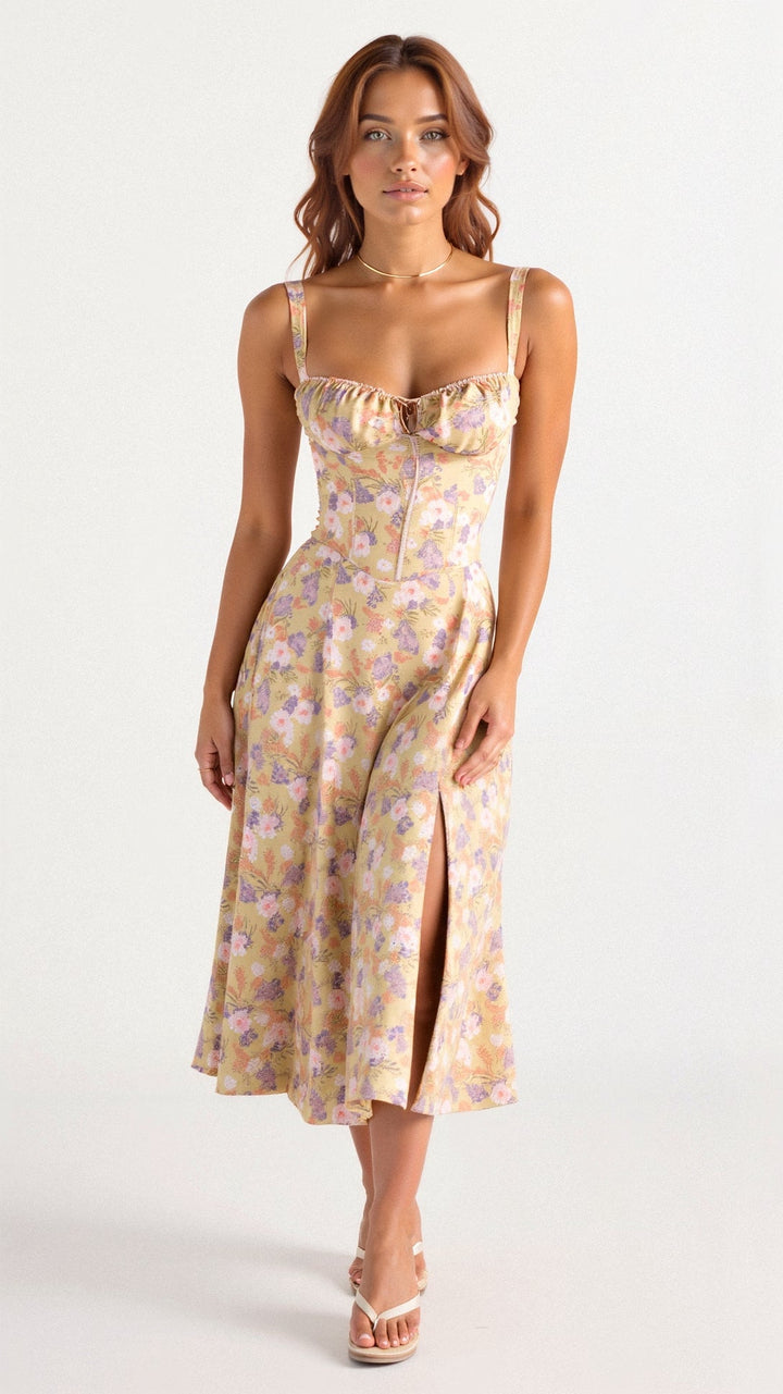 Matilda - Elegant Women's Wedding Guest Dress with Sweetheart Neckline and Front Split