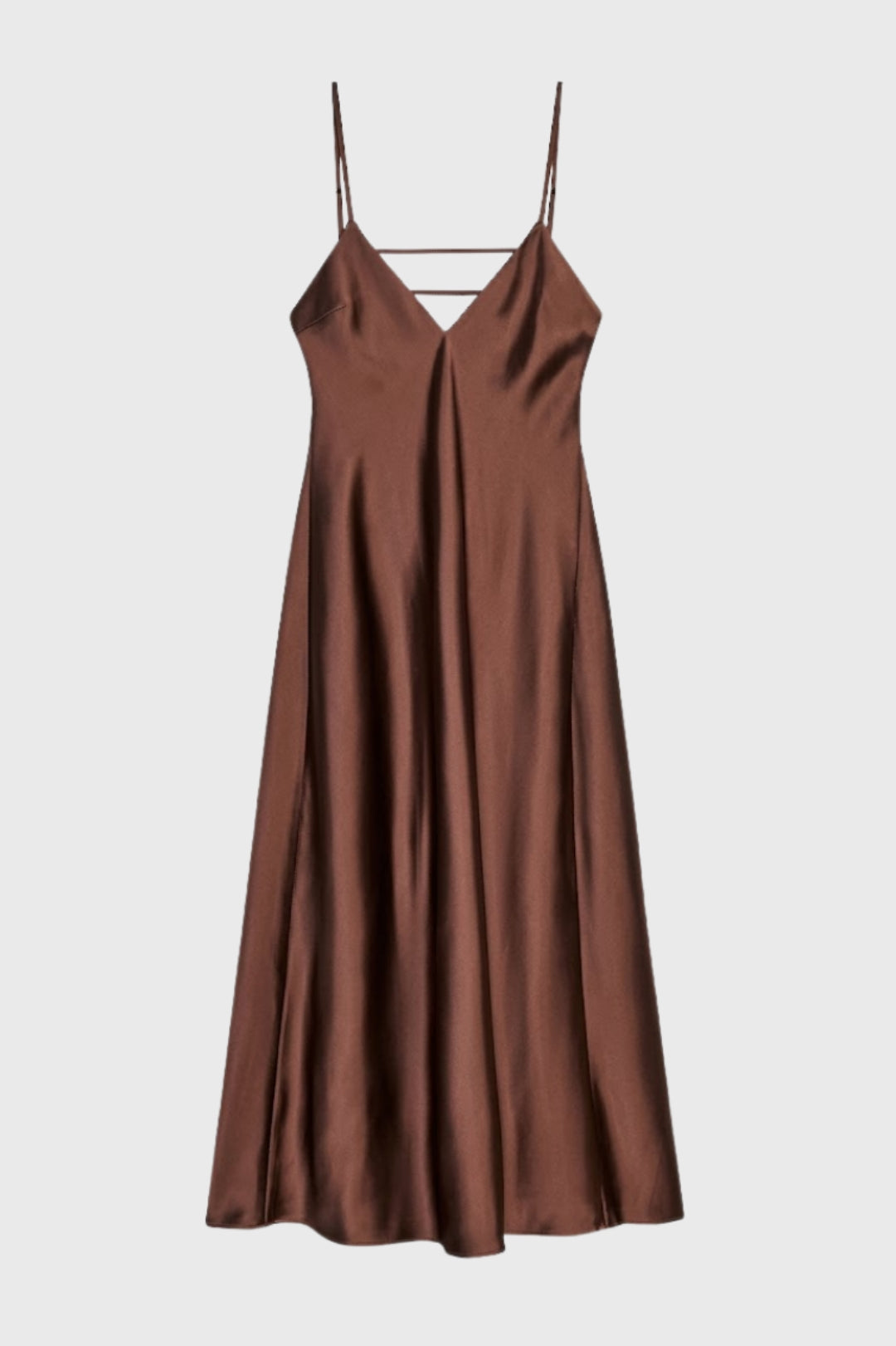 Maxi Dress Women - Slip Dress V-Neck Thin Straps Glossy Finish