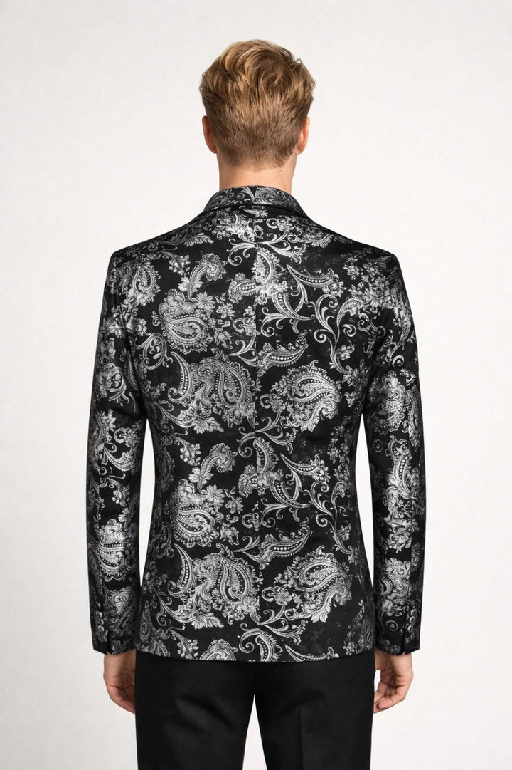 Men's Blazer - Floral Jacquard Pattern Slim Fit | Evening Elegant
