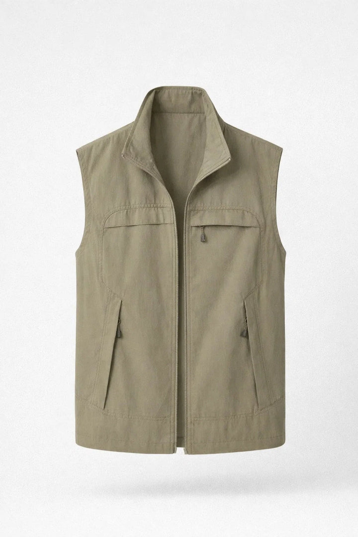 Men's Bodywarmer - Lightweight Multi-Pocket Stand Collar | Casual