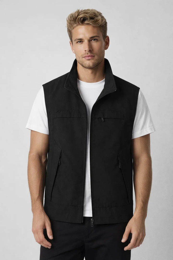 Men's Bodywarmer - Lightweight Multi-Pocket Stand Collar | Casual