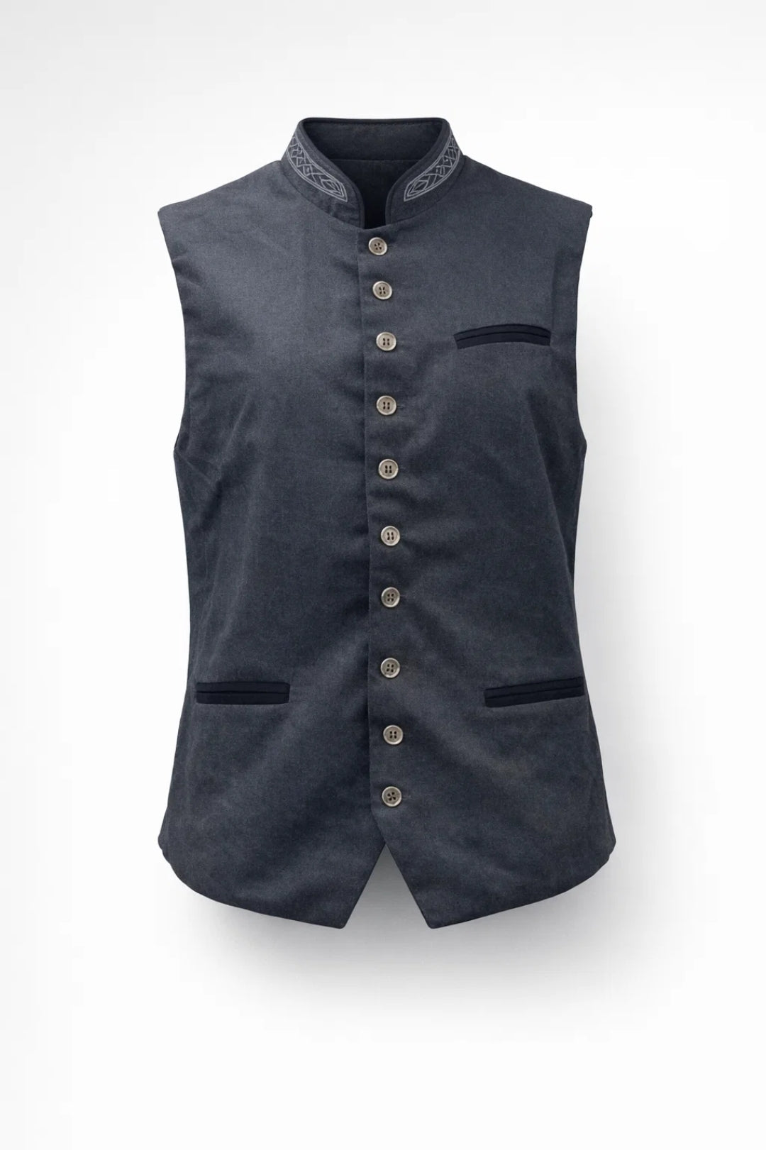 Men's Waistcoat - Formal Button Front with Stand Collar | Elegant
