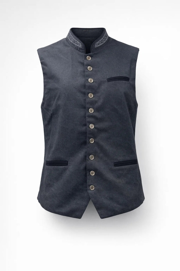Men's Waistcoat - Formal Button Front with Stand Collar | Elegant