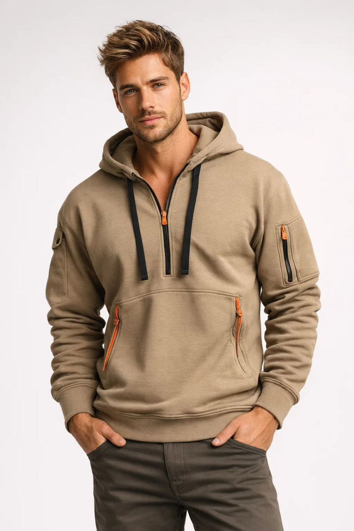 Men's Hoodie - Tactical Half-Zip Multi Pocket Detail | Utility Style