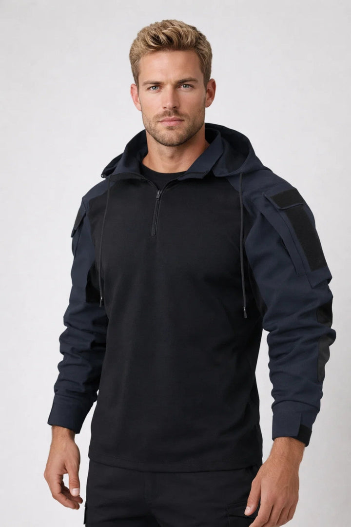 Men's Hoodie - Tactical Half-Zip with Sleeve Pockets | Utility Style