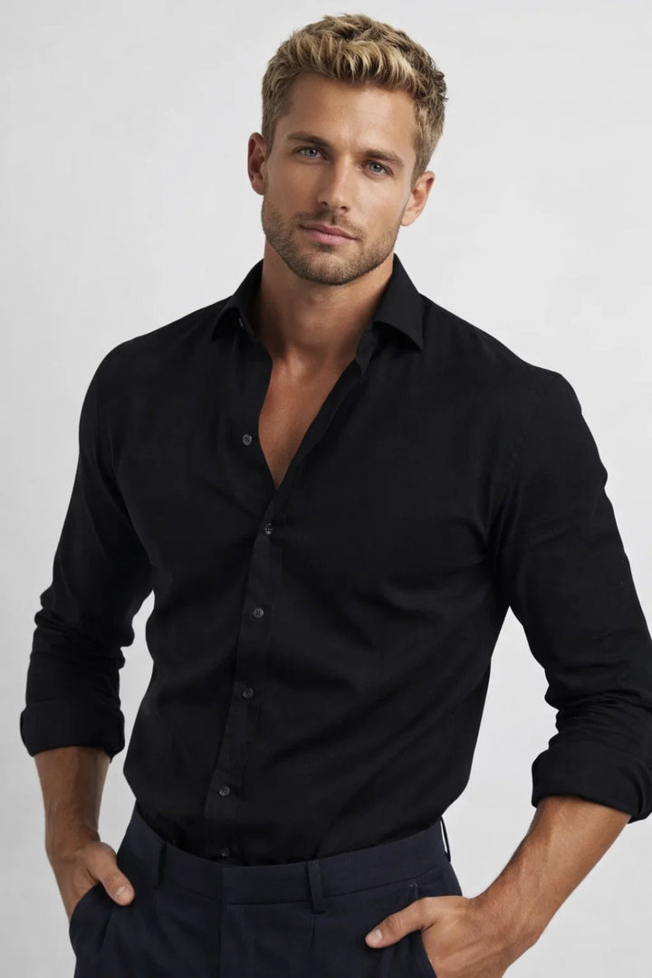 Men's Shirt - Slim Fit Long Sleeve Spread Collar | Smart Casual Classic