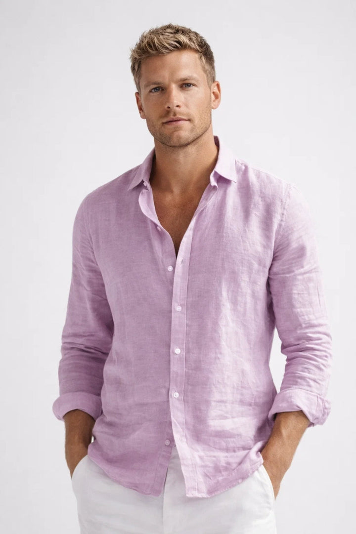 Men's Shirt - Relaxed Fit Long Sleeve Open Collar | Smart Casual
