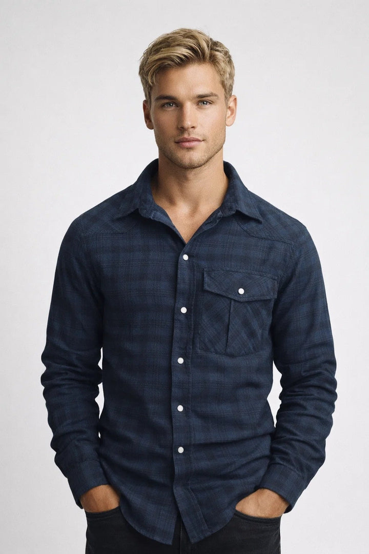 Men's Shirt - Long Sleeve Check with Chest Pocket | Casual Classic