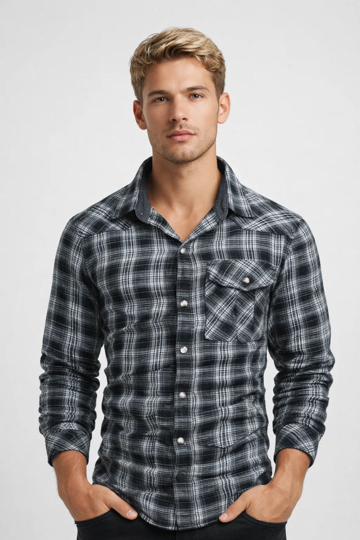 Men's Shirt - Long Sleeve Check with Chest Pocket | Casual Classic