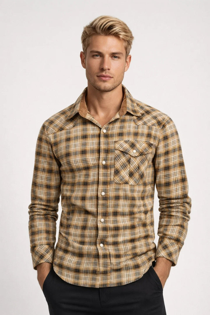 Men's Shirt - Long Sleeve Check with Chest Pocket | Casual Classic