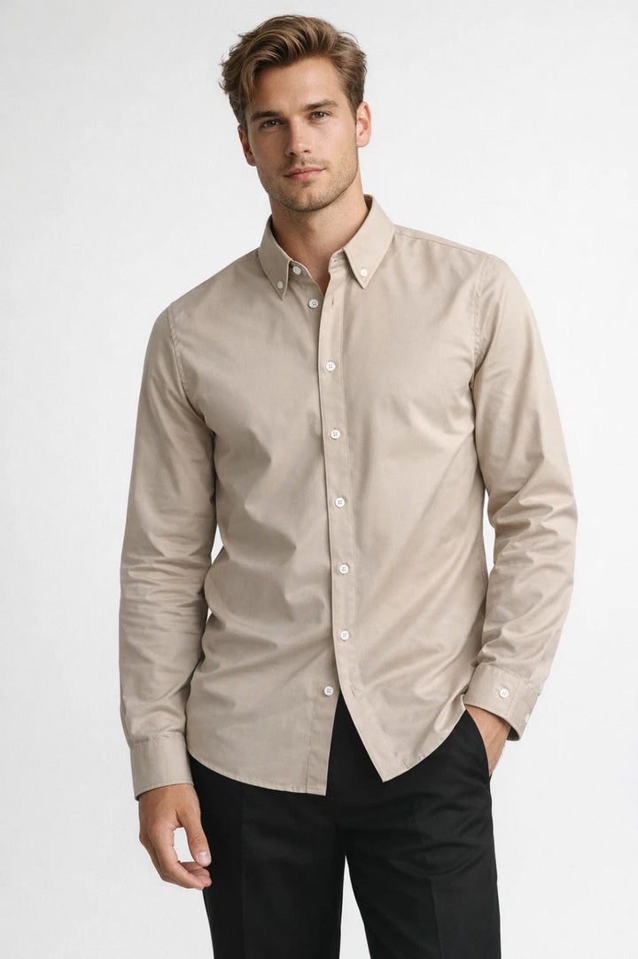 Men's Shirt - Slim Fit Button-Down Collar Long Sleeve | Smart Classic
