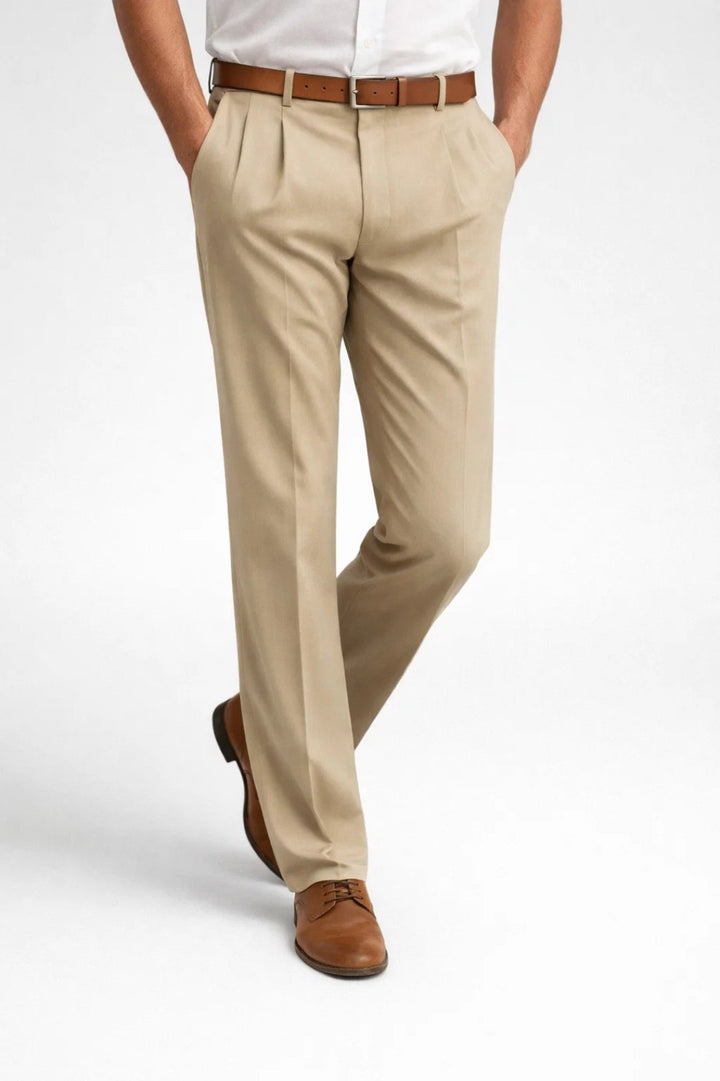 Work Trousers Men - Tailored Pleated Fit | Smart Formal Look