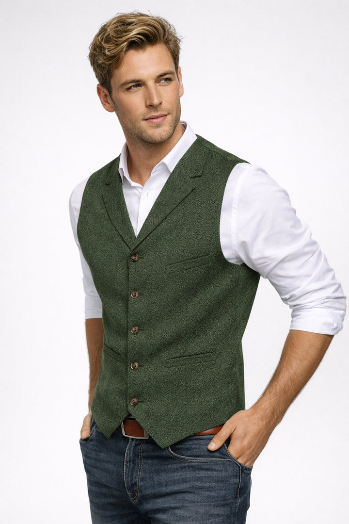 Men's Waistcoat - Slim Fit Lapel Button Front | Smart Casual
