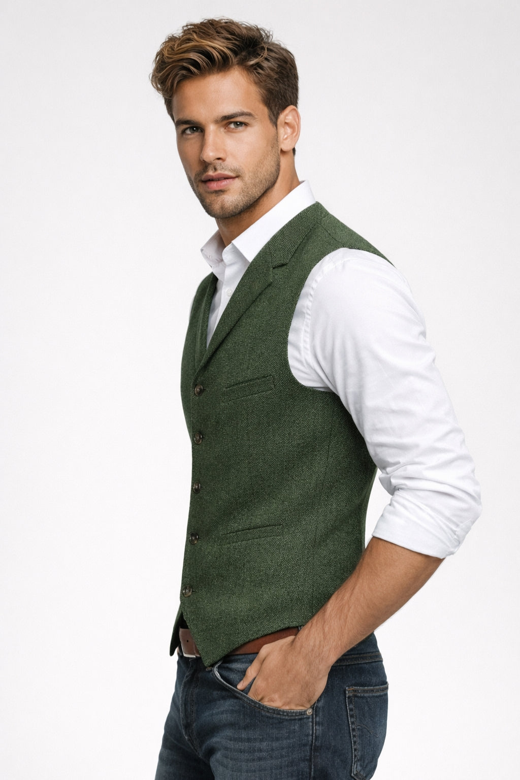 Men's Waistcoat - Slim Fit Lapel Button Front | Smart Casual