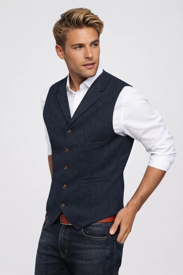 Men's Waistcoat - Slim Fit Lapel Button Front | Smart Casual