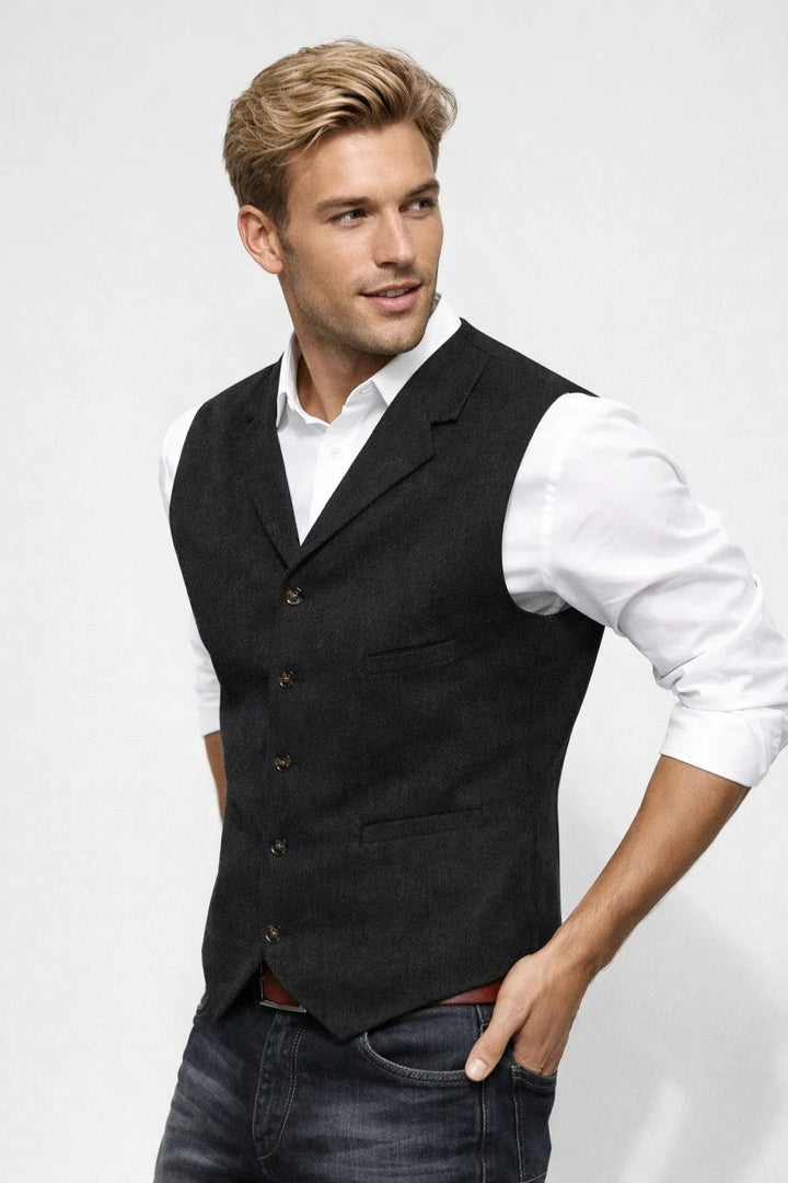 Men's Waistcoat - Slim Fit Lapel Button Front | Smart Casual