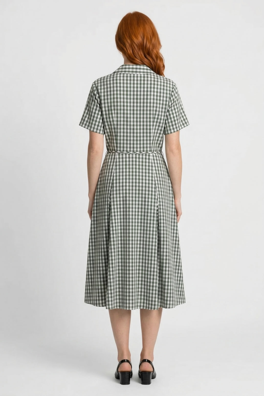 Midi Dress Women - Gingham Check Shirt Dress Tie Waist | Summer
