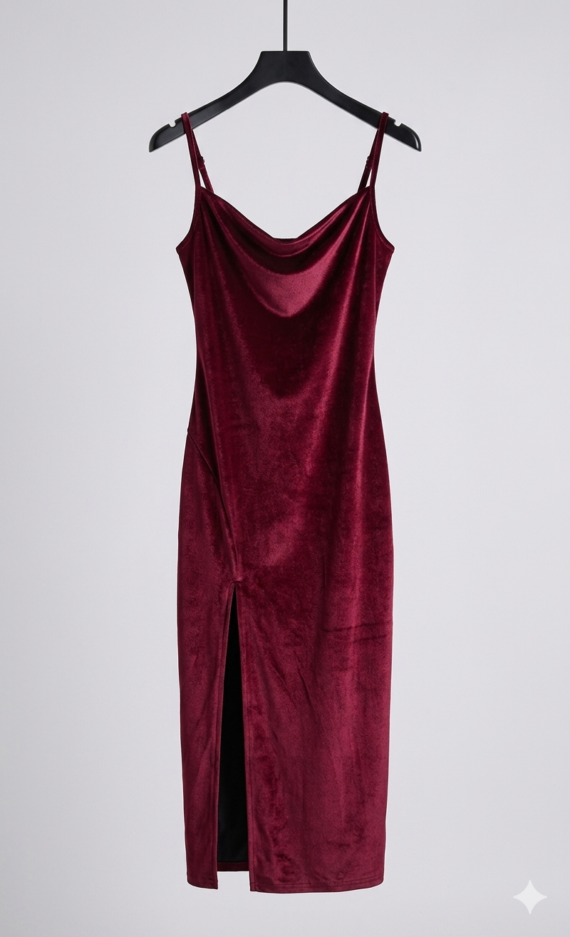 Natalie - Elegant Women's Wedding Guest Midi Dress with Cowl Neck and Spaghetti Straps