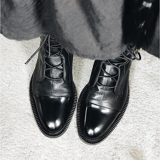 Noor - Women's ankle boots vintage lace up and block heel