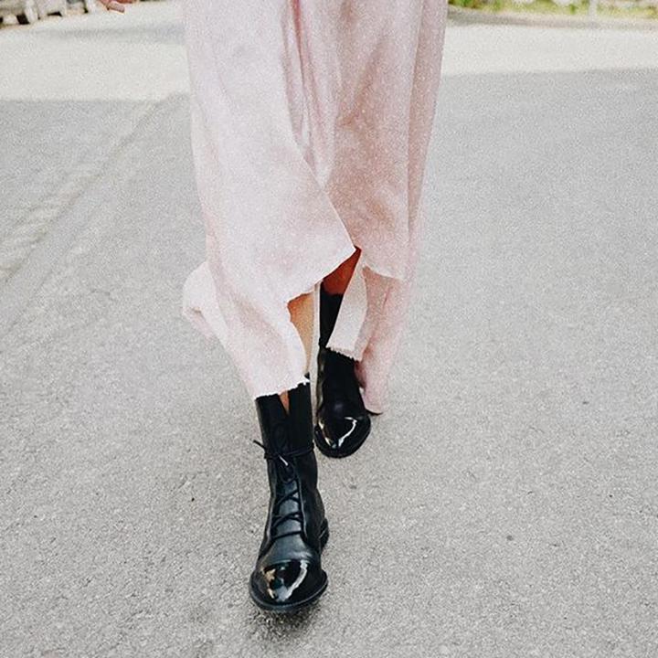 Noor - Women's ankle boots vintage lace up and block heel