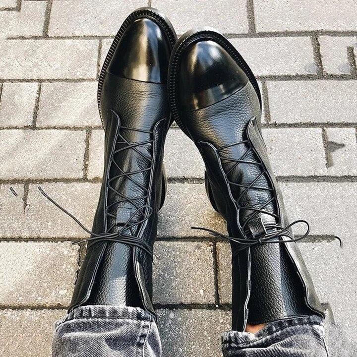 Noor - Women's ankle boots vintage lace up and block heel