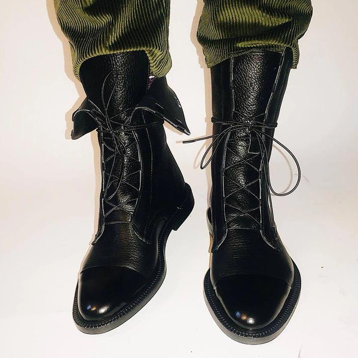 Noor - Women's ankle boots vintage lace up and block heel