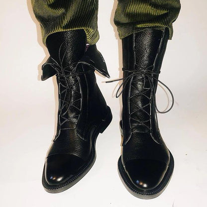 Noor - Women's ankle boots vintage lace up and block heel