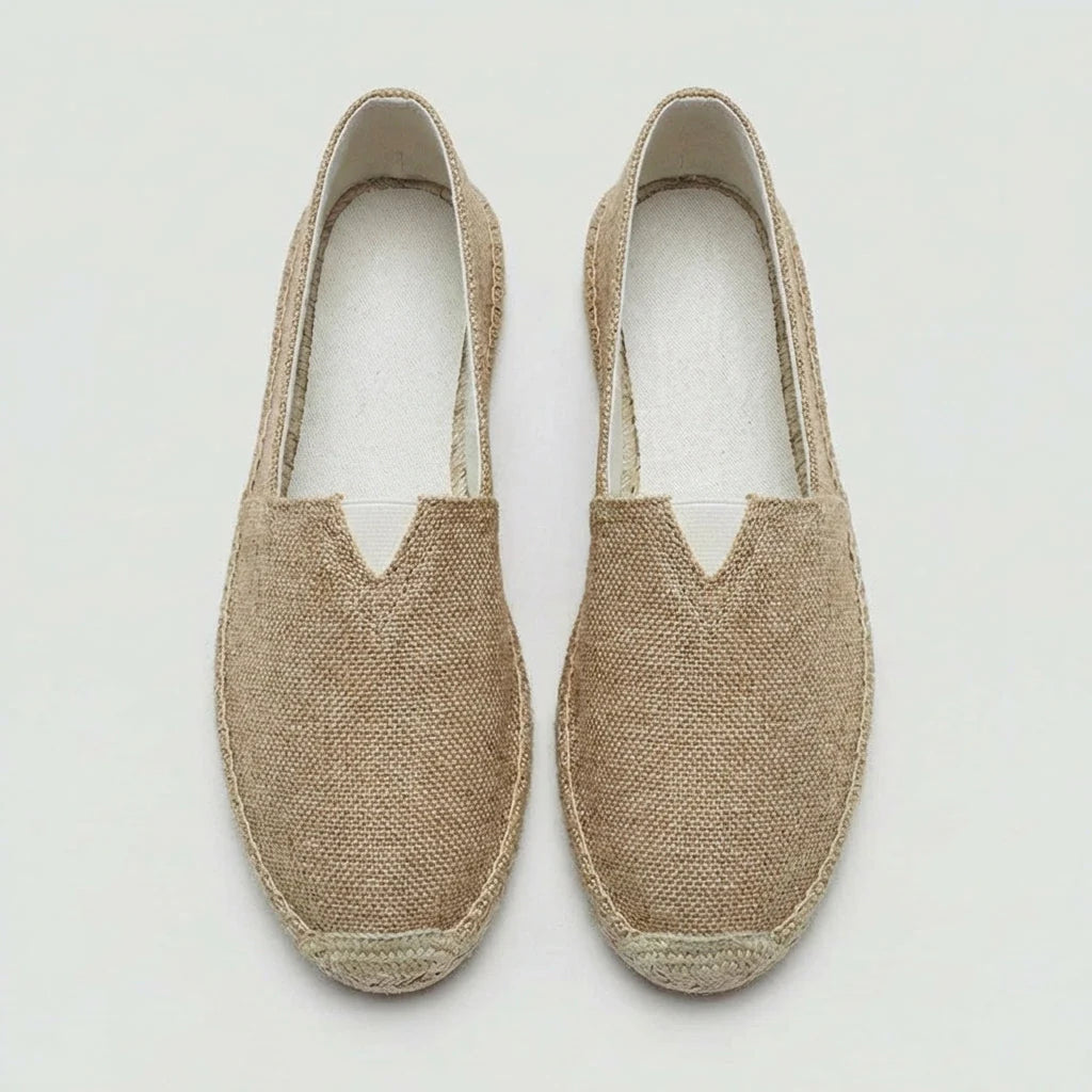 Oliver - Casual Men's Linen Espadrille Loafers with Woven Rope Sole