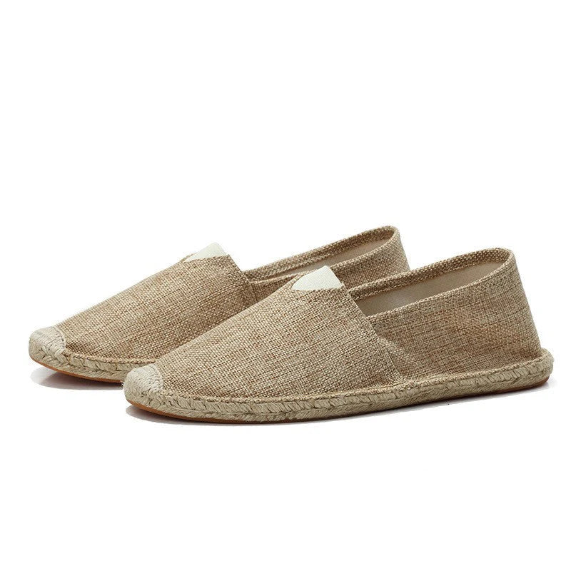 Oliver - Casual Men's Linen Espadrille Loafers with Woven Rope Sole