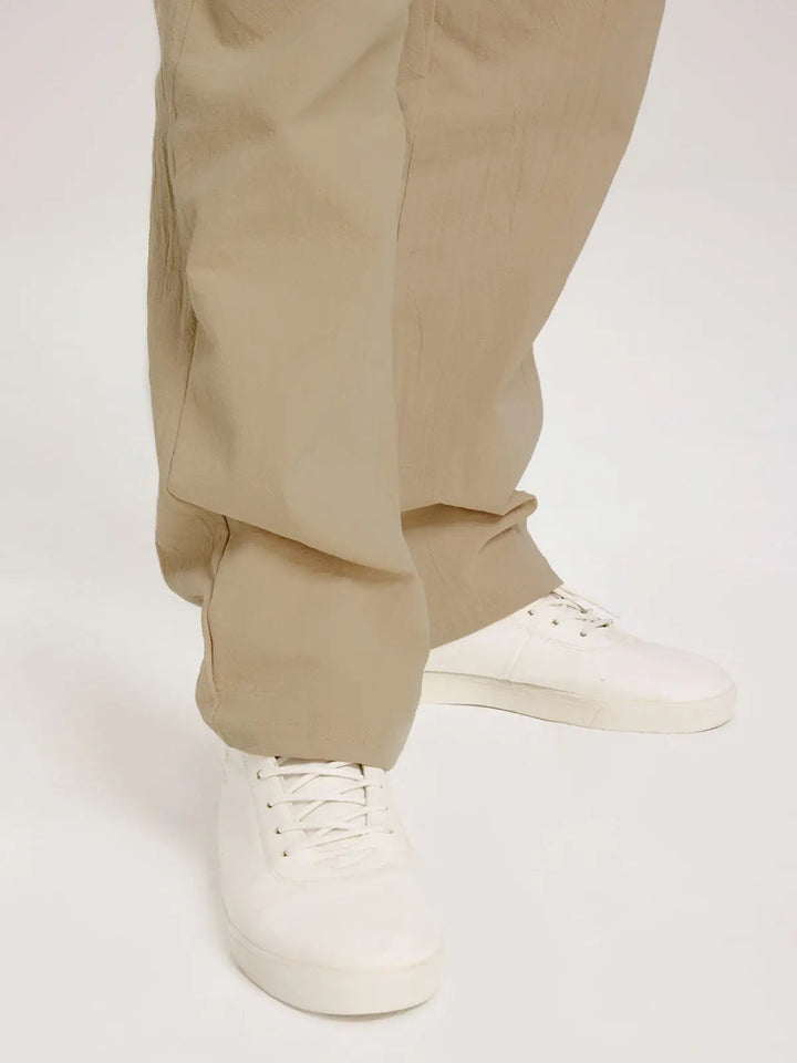 Oliver - Casual Men's Linen Pants with Elastic Drawstring Waist and Straight Leg